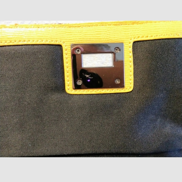 NWT BCBG Raffia Clutch Yellow Leather Purse Handbag Straw Brown - Picture 3 of 6